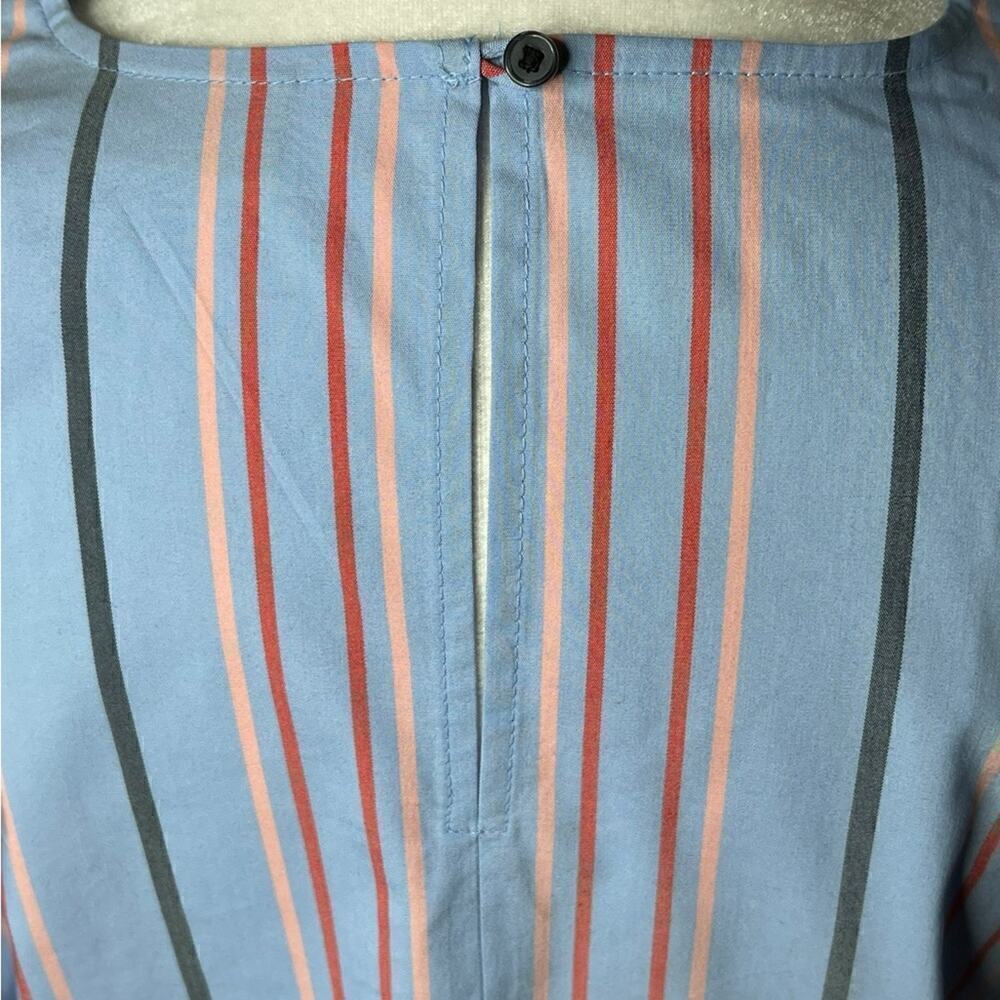 Halogen Striped Ruffled Blouse Bell Sleeves Cotton Size Small - Picture 6 of 14